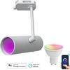 Planetitaly Lux Faretto per Binario Monofase, binario elettrificato monofase, Faretto Track GU10, Dimmerabile, Multicolore RGB, Regolazione Temperatura Luce da 3000K a 6500K CCT, Lampadina Led Smart Inclusa,