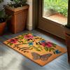 Brubaker Zerbino per Esterni e Interni - Hello - 45 x 75 cm - Tappeto in 100% Fibra di Cocco con Farfalla e Fiori, Antisporco e Antisdrucciolo - Impermeabile - Ideale per Porta d'Ingresso - Marrone