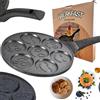 Generisch Padella per uova, pancake e uova, 26 cm, antiaderente a 7 fori, con faccina sorridente