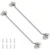 AMONENZ 2 Pezzi 350mm Ganci per Cabina, Argento Acciaio Inossidabile Gancio Chiusura Porta 201, Gancio Fermaporta, Ferma Persiane con 8 Viti, per Porte, Armadi, Finestre, Recinzioni da Giardino
