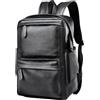 MATE ELAN Zaino per computer portatile in pelle PU per uomo donna adulto casual zaino nero 15,6 pollici Computer Daypack per lavoro Business impermeabile viaggio escursionismo zaino unisex, nero,