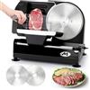 Moongiantgo Affettatrice Elettrica Taglia Alimenti Tagliapane per Uso Domestico, Spessore Regolabile 1-20mm, Doppia Lama 7.3'' Rimovibile in Acciaio Inox per Formaggio, Verdura, Prosciutto (220V)