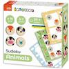 Igroteco Sudoku - Puzzle in legno per bambini dai 3 anni in sudoku, gioco educativo per promuovere la logica, la concentrazione e le abilità motorie fini, 20 compiti - 4 x 4 griglie in legno massello - motivi