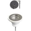 Wirquin 30723129 - Piletta per lavello da cucina, diametro 60 mm, con tappo senza troppopieno, bianco