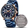 MEGALITH Orologio Uomo Cronografo Acciaio: Elegante Quadrante Grande 46 mm | Orologi Vestito da Polso Analogico Data Luminose per Casual Formale - Regalo per Padre Marito Amico Natale Compleanno