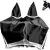 SINRAD Nero Maschera Antimosche Cavallo, Maschera Antimosche a Maglia Fine con Orecchie, Antimosche per Cavalli, Rete Traspirante Maschera Anti Mosche, Anti-UV, Mosca, Zanzare, Insetti (L)