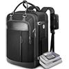 Taygeer Espandibile Zaino da Viaggio per Easyjet 45x36x20, Zaino da Viaggio Aereo Bagaglio a Mano con Portascarpe e Lucchetto Antifurto, Zaini Porta PC per Laptop 15.6 Pollici, Uomo e Donna, Nero