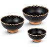 DRW Set di 3 centrali in Metallo con Base in Legno Nero e Naturale, 51 x 51 x 184 cm, Multicolore, Medidas: 51x51x184 cm