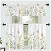 Fereyis Tende con foglie floreali per cucina e bagno, con tasca per asta, con tasca per asta, 3 pezzi, tende stampate con piante, 137,2 x 45,7 cm + 68,6 x 91,4 cm x 2 cm