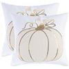 Tosleo Set di 2 federe per cuscino per Halloween, 45,7 x 45,7 cm, beige, con paillettes, zucca, ricamate, per festa del Ringraziamento, casa, festa, zucca, in velluto bianco, federe per cuscini