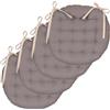 Atout Ciel Set di 4 cuscini per sedia rotondi bicolore D.40cm, Beige/Grigio