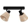 EGLO Lampada da soffitto a 2 luci, Seagard, faretto da soffitto per soggiorno, faretto in acciaio di colore nero, carta rafia, colore naturale, faretto da parete con attacco E14