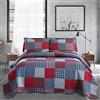 Jessy Home Copriletto da uomo reversibile leggero patchwork con 2 federe rosso blu