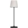 Eglo Lampada da tavolo a LED a batteria Leonero, senza fili, in metallo nero con paralume in tessuto beige, funzione touch, dimmerabile, ricarica USB, luce bianca calda/bianca neutra