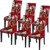 SearchI Christmas Dining Chair Covers Set of 6,Stretch Xmas Parsons Chair Slipcovers Seat Protector Washable Spandex Kitchen Chair Cover for Dining Room,Christmas Decoration,Holiday Party(Santa+Deer)