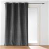 Douceur d'Intérieur, Tenda con occhielli (140 x 260 cm) Olimpo Antracite, 100% Oscurante in Velluto Relief