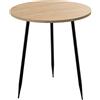 DRW Tavolino ausiliario in Legno e Gambe in Metallo in Naturale e Nero 40 x 40 x 43,5 cm