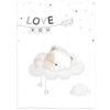 Herding babybest Coperta in microfibra, Sleeping little bear, 75 x 100 cm, 100% poliestere, bianco