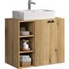 trendteam smart living - PureBliss - Mobile sottolavabo - rovere - lavabo con 3 scomparti aperti - 90 x 91 x 53 cm - effetto scanalato - eleganti manici in metallo - Lavabo da appoggio da 60 cm