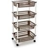 DRW Verdulero Carrello Cucina 4 cestini PVC Marrone 40x30x85 cm
