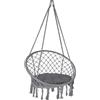 VOUNOT® Poltrona Sospesa da Giardino, Sedia Amaca Altalena Macrame con Cuscino Rotondo, Ø80cm Capacità 120 kg per Giardino, Interno e Esterno, Grigio Scuro