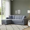 Dmora Divano Letto con penisola Fernando, Divano ad Angolo Reversibile, Sofà Contenitore da Soggiorno con Chaise Longue e 2 Cuscini, 230x150h81 cm, Grigio