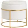 DRW Pouf arcon in tessuto, MDF e metallo in grezzo e oro