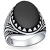 Bling Jewelry Anello Occidentale Personalizzato Da Uomo Con Artiglio Di Lupo, Grande Pietra Ovale Cabochon, Onice Nero, Firma Per L'Uomo In Argento 925 Ossidato, Fatto A Mano In Turchia Personalizzabile