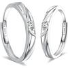 KnSam Coppia di anelli in argento Sterling 925, con cuore, per coppia, matrimonio, fidanzamento, per uomo e donna, in argento, regolabile, misura [anello novità], Argento, Zirconia cubica