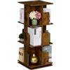 Relaxdays Libreria Girevole, 3 Ripiani 95x39x39 cm, Scaffale Industriale Porta Libri, CD e Dvd, Torre Rotante, Marrone, Acciaio, Fibra di Legno