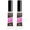 NYX Professional Makeup The Brow Glue Gel Sopracciglia Fissante Istantaneo Effetto Laminazione Tenuta 16h Tonalità Black - 2 Flaconi da 5g