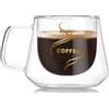 Agatige Tazze da caffè isolate in vetro a doppia parete con manico, tazza da caffè espresso Bicchiere da caffè espresso per caffè Latte Cappuccino Milk