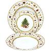 NAMAI -Set Piatti Natale Per 6 Persone - Adatta alla Lavastoviglie - Porcellana -18 Pezzi, Servizio Natalizio (ALBERO ORO)