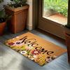 Brubaker Zerbino per Esterni e Interni - Welcome - 45 x 75 cm - Tappeto in 100% Fibra di Cocco con Prato Fiorito, Antisporco e Antisdrucciolo - Impermeabile - Ideale per Porta d'Ingresso - Colorato