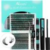 Augesak Ciglia Finte Ciuffetti,320 Pezzi Kit Extension Ciglia,30-40D Lash Cluster, Ciuffetti Ciglia Finte Kit per Ragazze e Donne Principianti (9-16mm Mix)