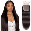 Arenshxc 5X5 Chiusura con pizzo brasiliana Capelli umani Chiusura brasiliana liscia Swiss Lace Free Part con linea naturale dei capelli Baby Hair Densità 130% 45,7 cm