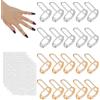 lasuroa 20pz Anelli per Unghie Donna, Anelli Unghie Regolabili da Donna con 120pz Fogli Adesivi Riutilizzabili Rimovibili Accessori per Nail Decorazioni (Oro e Argento)