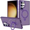 2NSPDRGNI Magnetico Cover Compatibile con Samsung Galaxy S23 ULTRA,Traslucida Matte Sottile Custodia con Supporto ad Anello,Viola