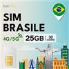 travSIM SIM Brasile | 25 GB di dati mobili con velocità 4G/5G | Connessione internet affidabile per Google, Facebook, WhatsApp e altro ancora | Il piano SIM Brasile è valido per 30 giorni