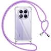 Pnakqil Cover per Xiaomi Redmi Note 14 Pro 5G/Poco X7 5G con Cordino, Trasparente Custodia con Laccio Tracolla Cellulare Girocollo Collana Protettiva per Redmi Note 14 Pro 5G 6.67 Pollic, Viola 01