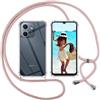 ISOI Cover con Cordino per Oppo A5x 4G / Oppo A5x 5G, Custodia Trasparente con Collana Tracolla Laccio Collo Ultra Sottile Morbido TPU Silicone Antiurto AntiGraffio Case, Rosa
