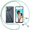 ISOI Cover con Cordino per Oppo A5x 4G / Oppo A5x 5G, Custodia Trasparente con Collana Tracolla Laccio Collo Ultra Sottile Morbido TPU Silicone Antiurto AntiGraffio Case, Verde
