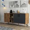 Dmora Credenza Menkalinan, Buffet da Soggiorno, Madia da Salotto, Dispensa da Cucina, 180x45 h80 cm, Noce e Antracite