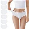 TUUHAW Mutande da Donna Midi Vita in Cotone Elasticizzato Pacco da 6 Multicolore-4-M