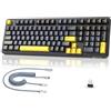 MAMBASNAKE x Attack Shark X98 Tastiera meccanica Gasket 102 tasti, tastiera da gioco wireless con cavo a spirale, 2.4G/BT/USB-C, switch lineare sostituibile a caldo, RGB, NKRO per Win/Mac (Nero)