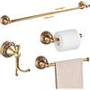 MOGFCT Antique Bronze Bagno Hardware Set, Portasalviette regolabili, Toilet Roll Paper Holder, Hand Towel Holder, Gancio, Accessori Bagno Set Montaggio A Parete （Modello intagliato）
