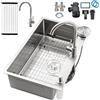 KOOGIMDDR 85x50cm Acciaio Inox Lavello Cucina 1 Vasca, Con Griglia In Acciaio Inox Nano, Lavabo Cucina con 3 Fori Scolapiatti da Appoggio con Rubinetto, con Dispenser Sapone Da Appoggio o Filotop