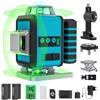 ponoseu Livella Laser Autolivellante 4 X 360 °16 Linee, Livello Laser Autolivellante Verde, 2 x Batterie, Supporto rotante, Telecomando, Base Magnetica, Gamma di Lavoro: 30M
