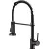 MOGFCT Rubinetto da cucina con molla a spirale, Miscelatore da cucina doccetta estraibile, Acqua fredda e calda girevole a 360° (nero)