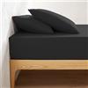 L'Emporio Casa Lenzuolo con Angoli King Size, 160 x 200 x 25-30 cm, 100% Cotone Soffice, per Materassi Alti, (Nero)